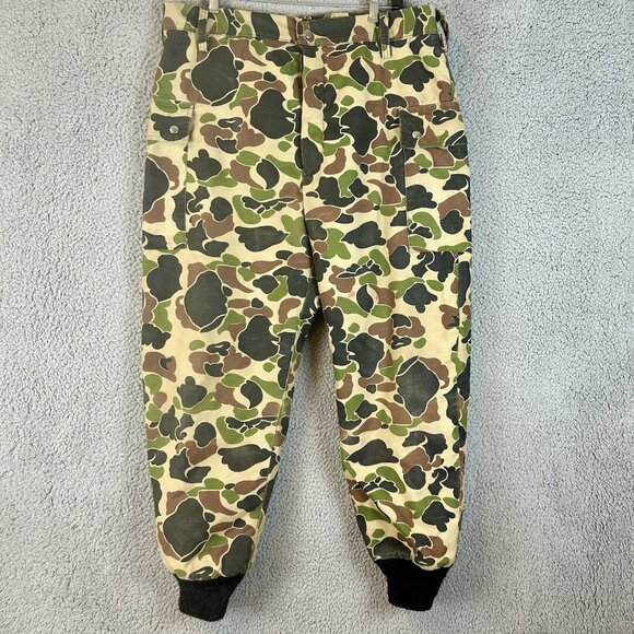 Vtg Woodland Erdl Camo Lined Hunting Pants w/Knit Cuffs sz 38 Large Union Made - Picture 1 of 7